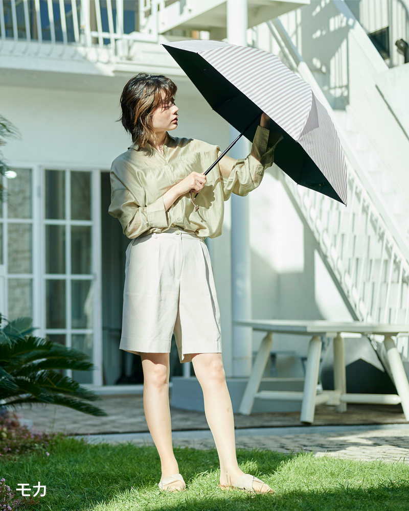 3段折 / ストライプ | 完全遮光日傘｜サンバリア100