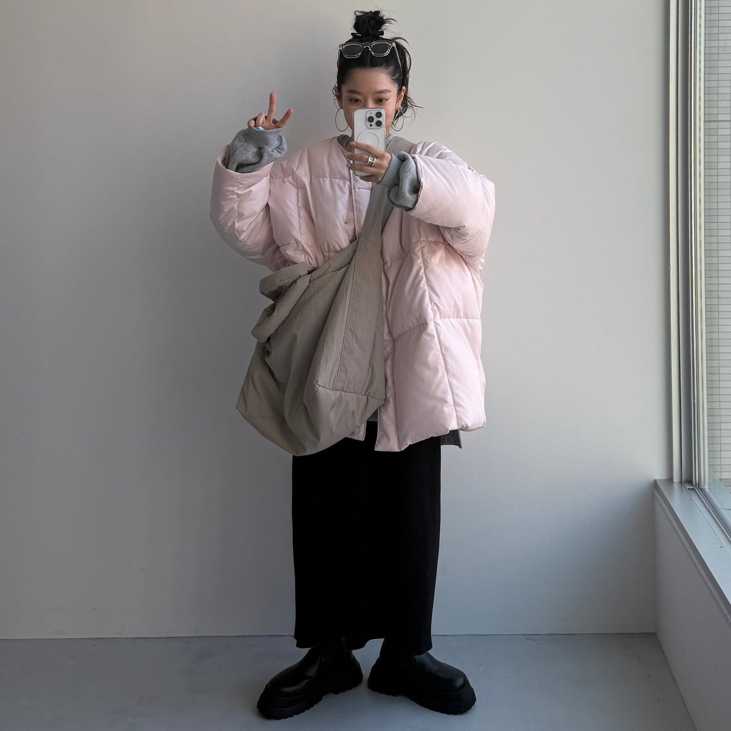 サイドポケットのみ再入荷】perfect silhouette down / baby pink