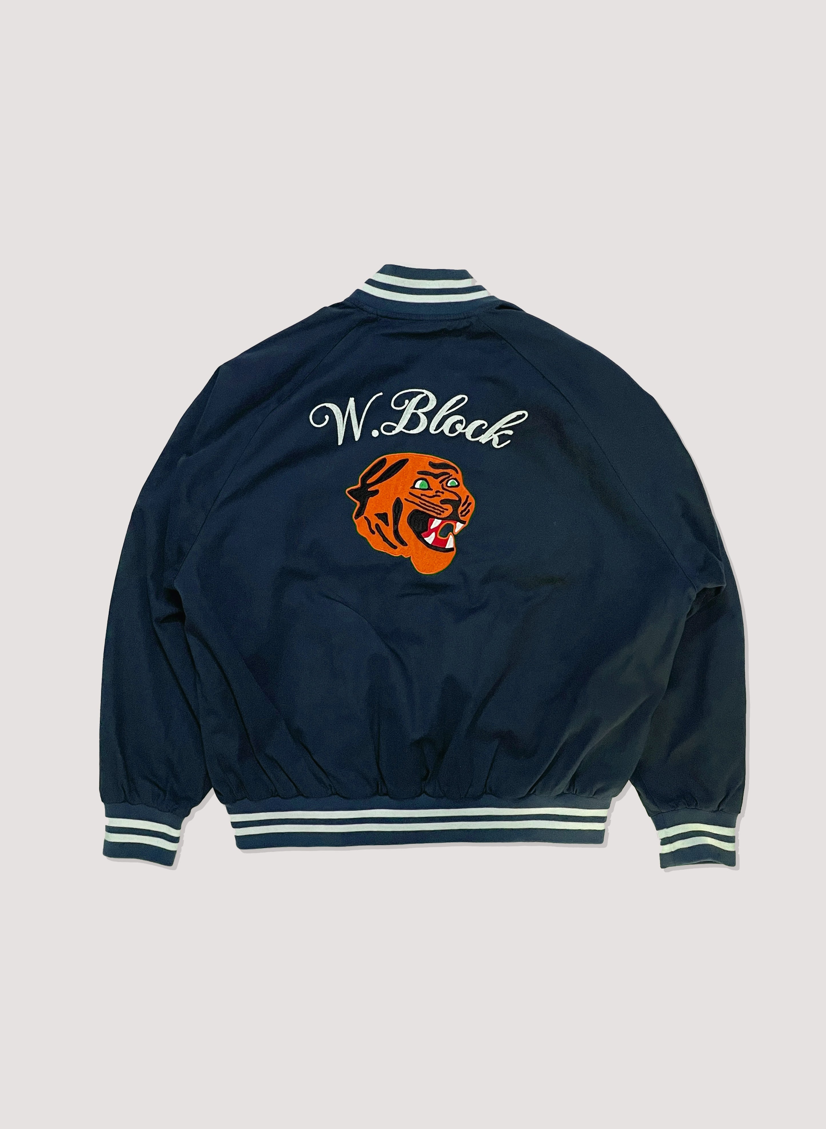 WOODBLOCK + BUTWIN COTTON VARSITY JACKET (TIGER / NAVY)(23SS-011)