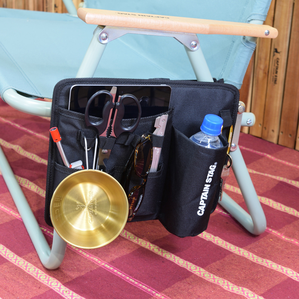 背付ベンチ用 マルチサイドポケット （ブラック） - アウトドア