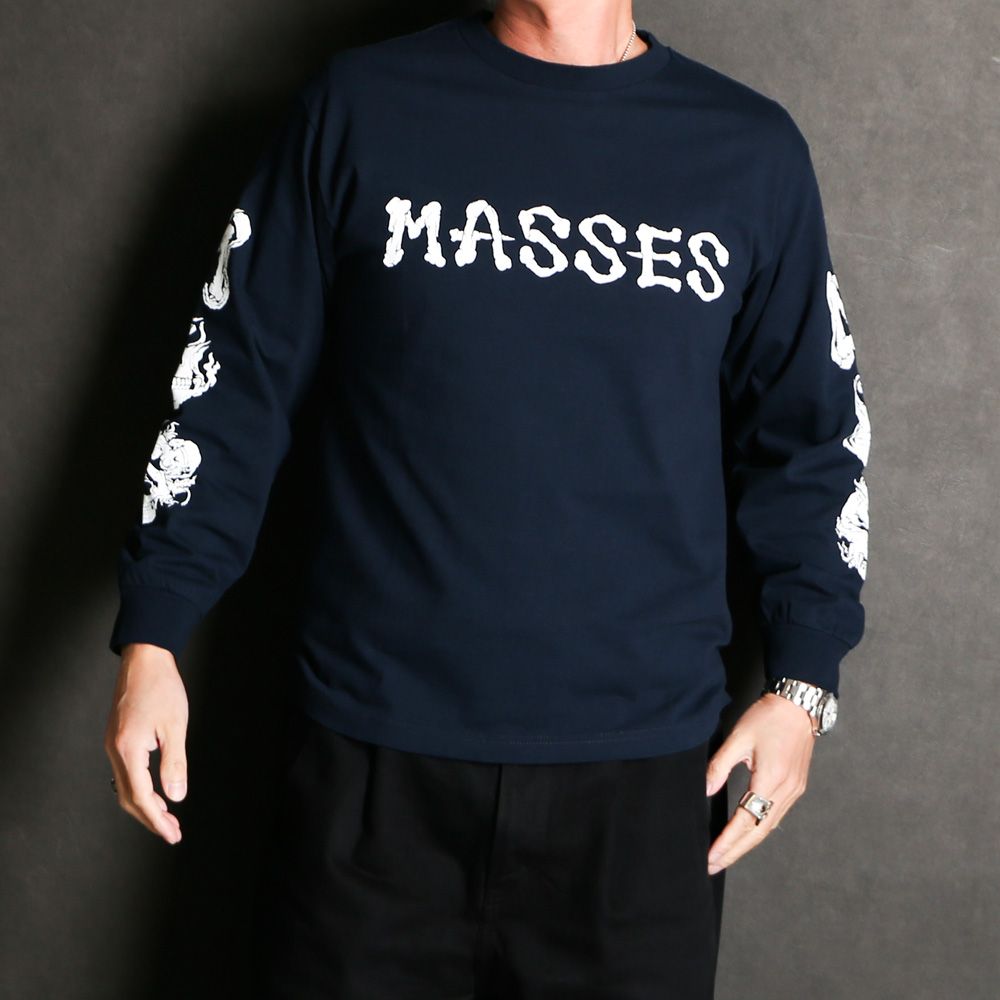 MASSES - T-SHIRT L/S BONE LOGO - Navy / ロングスリーブ Tシャツ
