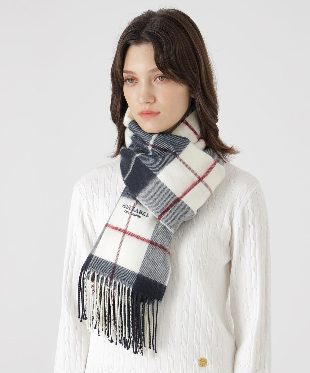 アクリルチェックストール（マフラー・ストール・スカーフ）｜BLUE