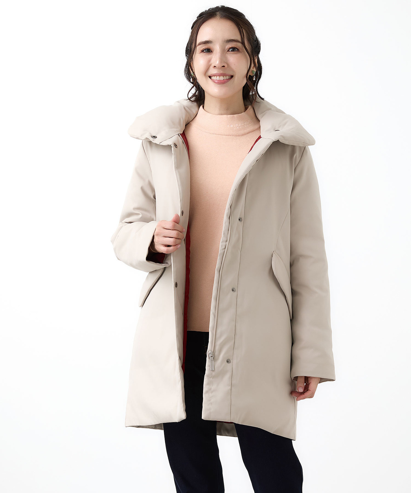 レディース ツイル ロングダウンコート【撥水加工】通販 [2004-58401