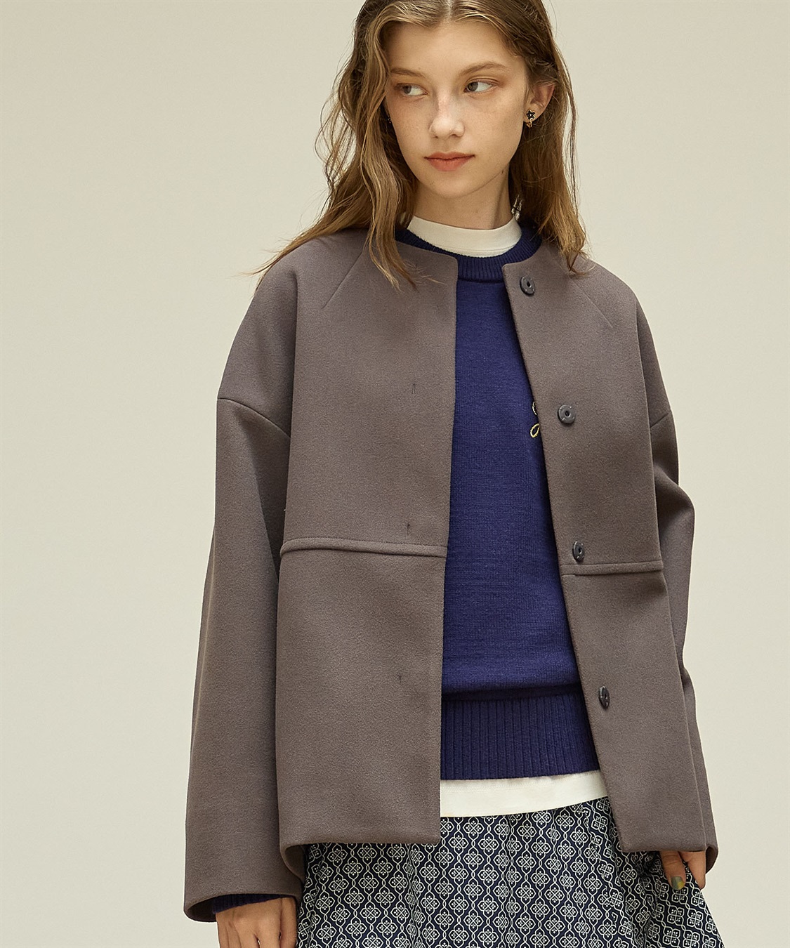 ノーカラーショートコート LE SOUK HOLIDAY｜クロスプラス公式通販サイト