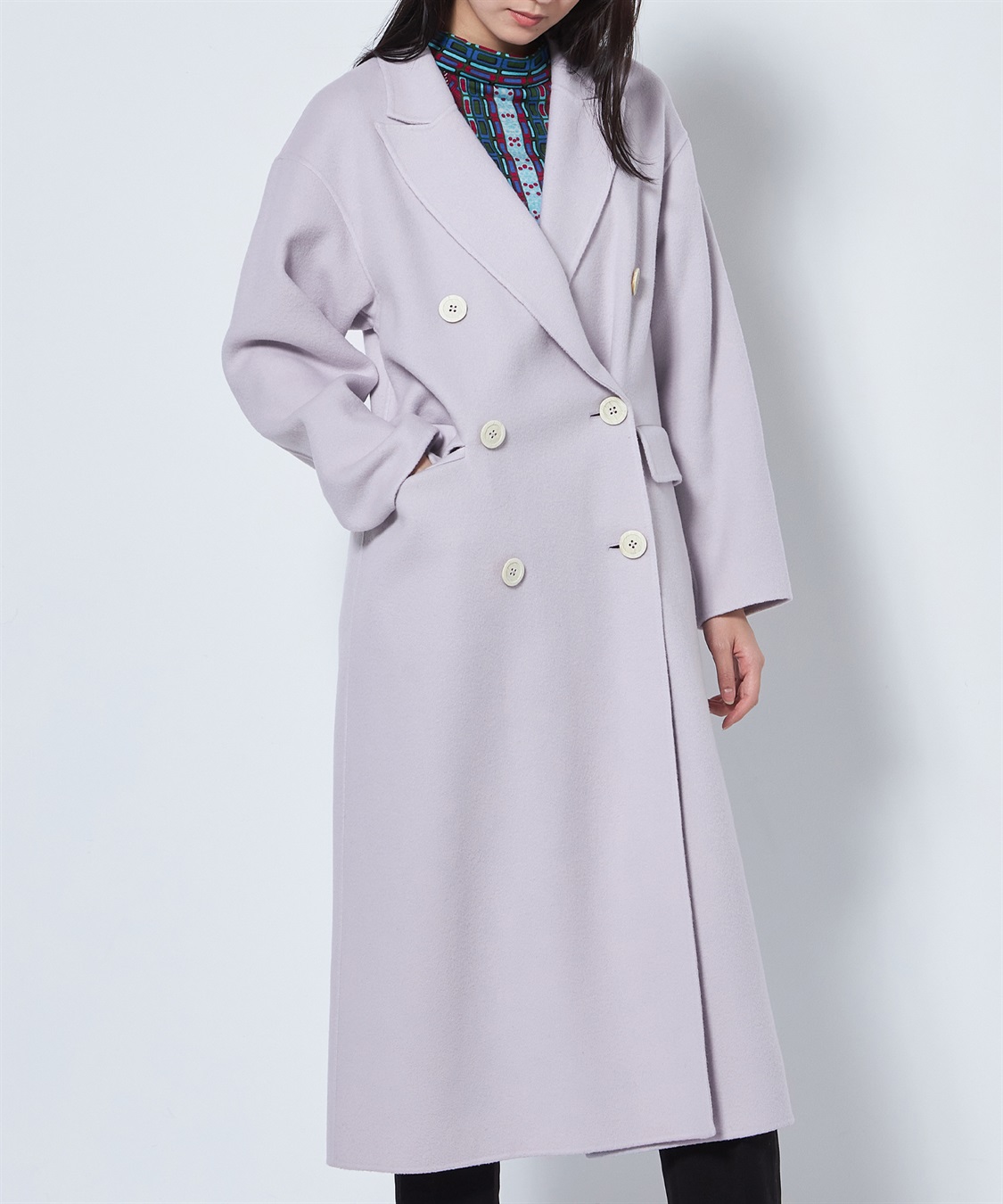 リバー仕立てダブルロングコート 49AV JUNKO SHIMADA｜クロスプラス