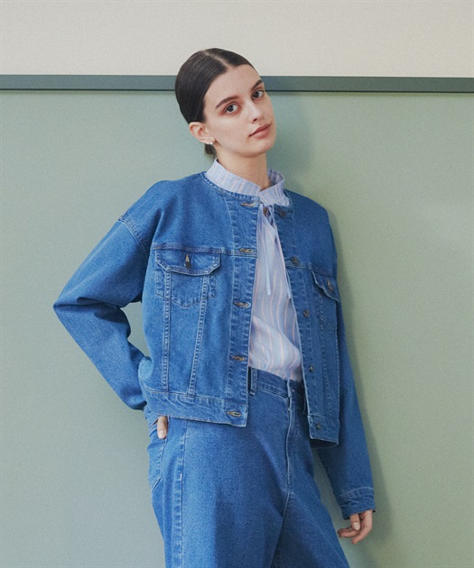 ノーカラーデニムジャケット LE SOUK HOLIDAY｜クロスプラス公式通販サイト