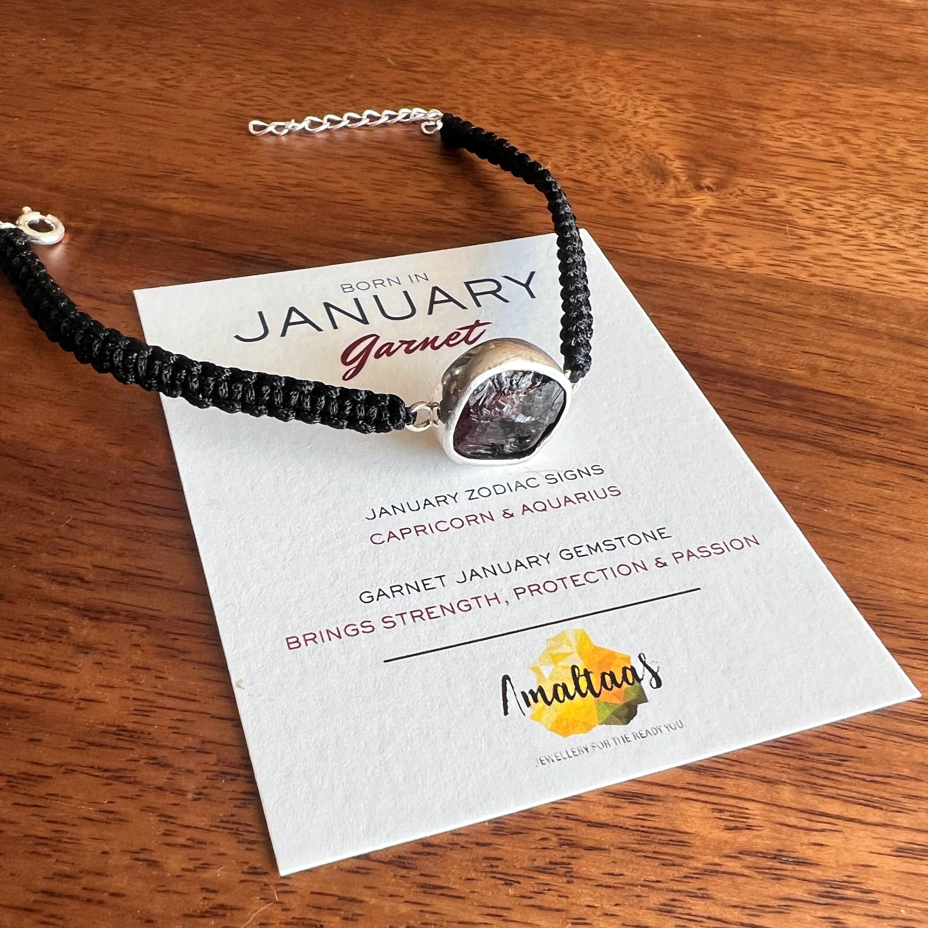 January Birthstone – Garnet 92.5 Silver Bracelet – Amaltaas