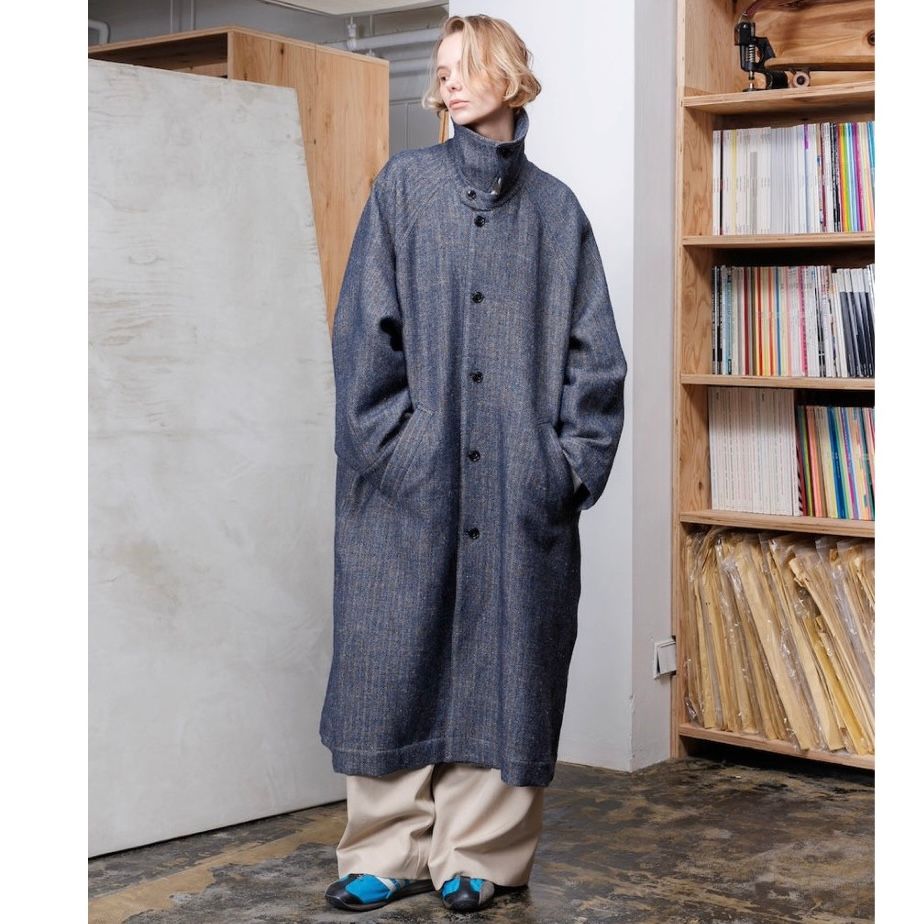 VOAAOV - 【残り一点】ウールリネンヘリンボーンステンカラーコート