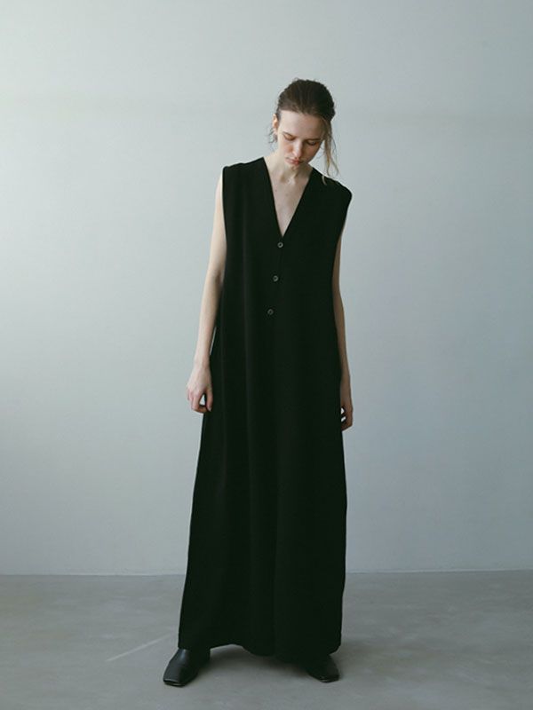 ETRE TOKYO - フロントボタンニットオールインワン - BLACK | ADDICT