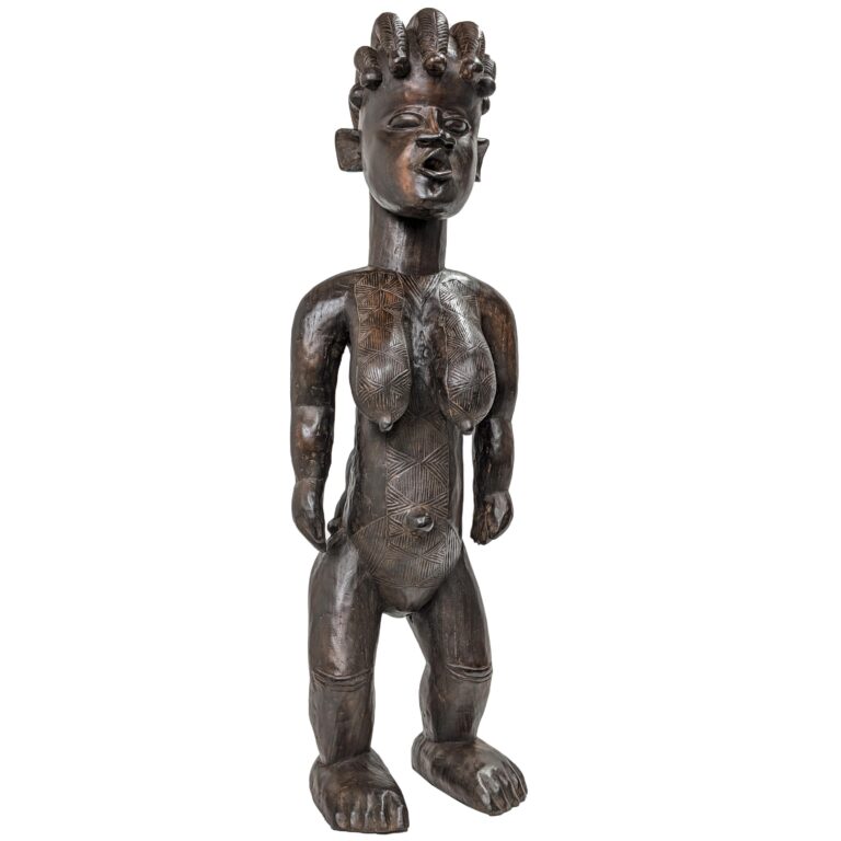 バッサ族母子立像 木彫品 99cm アフリカン プリミティブアート （p880
