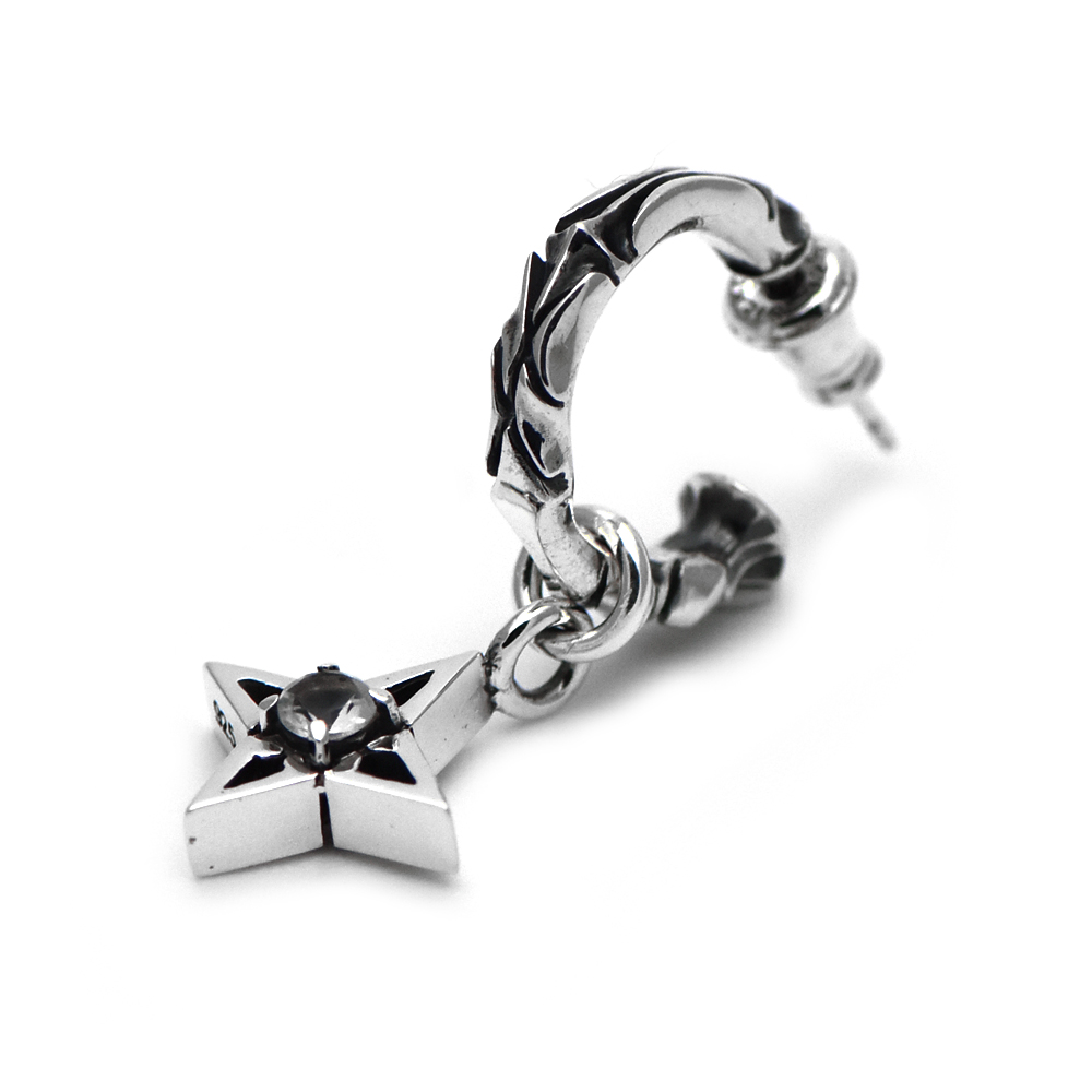 雪塵 デザイン クロスチャーム シルバー925 フープ ピアス【cooldust