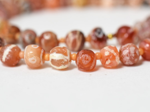 2210】古代インダスエッチドカーネリアン幾何学紋様Mixビーズ