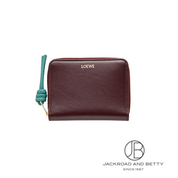 ノット コンパクト ジップ アラウンド ウォレット バーガンディー