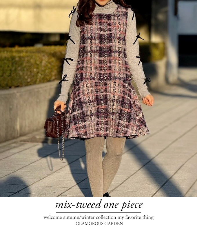 ミックスツイードワンピース【7f-831-06095】