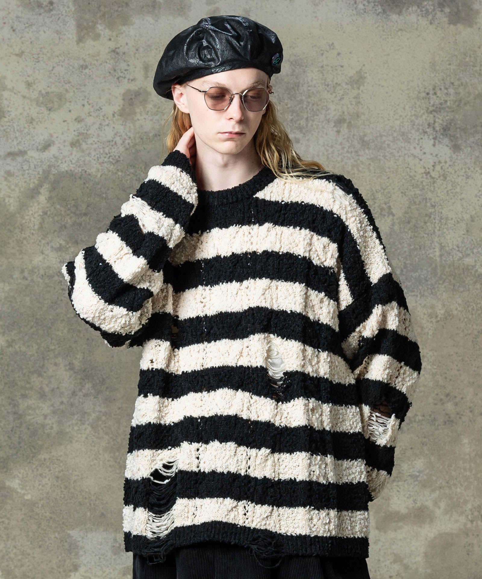 GB0125/KNT09 : Fluff Border Knit / フラフボーダーニット | glamb