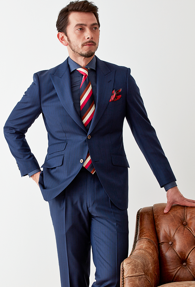 ブルースーツ・ストライプのコーディネート（Cloth Ermenegildo Zegna