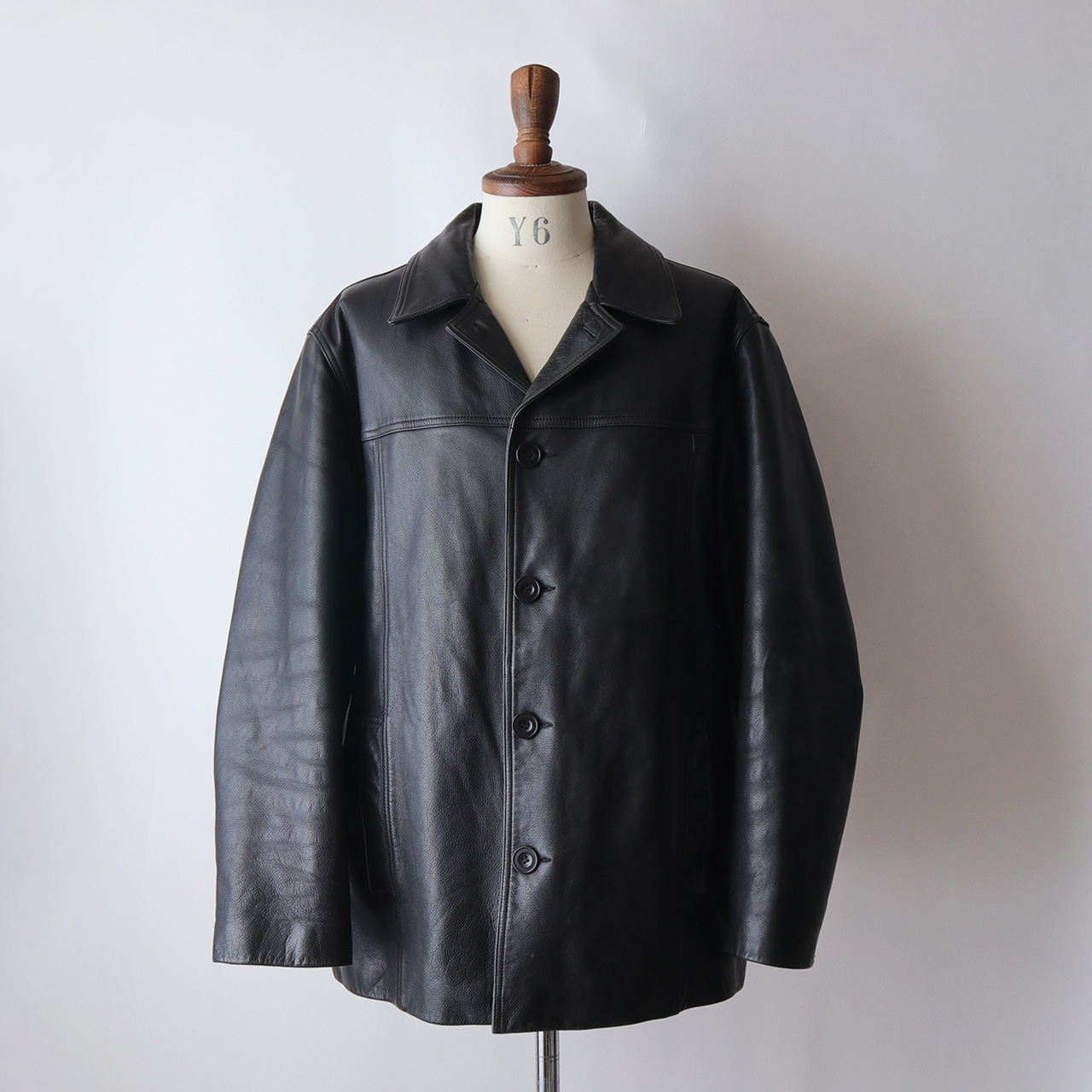 90's J.CREW LEATHER WOOL LINING CAR COAT,USED/VINTAGE (Men's