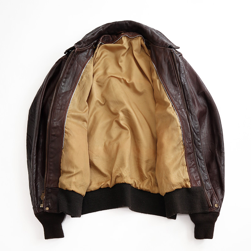 80's SCHOTT LEATHER A-2 style ZIP JACKET,USED/VINTAGE (Men's