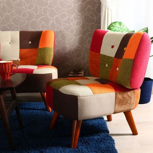 ソファ1p デイジー パッチワーク 不二貿易 ソファー オレンジレッド