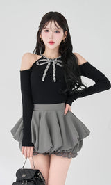 リボンビジューアメスリニットトップス – Darich (ダーリッチ)