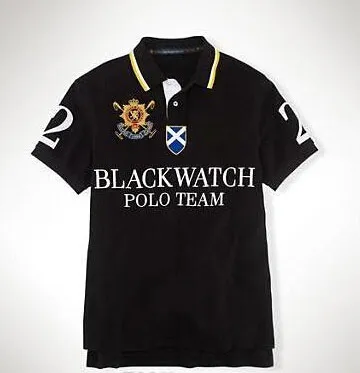 Polo Shirt Men Black Watch Contrast Color Cotton Short Sleeve