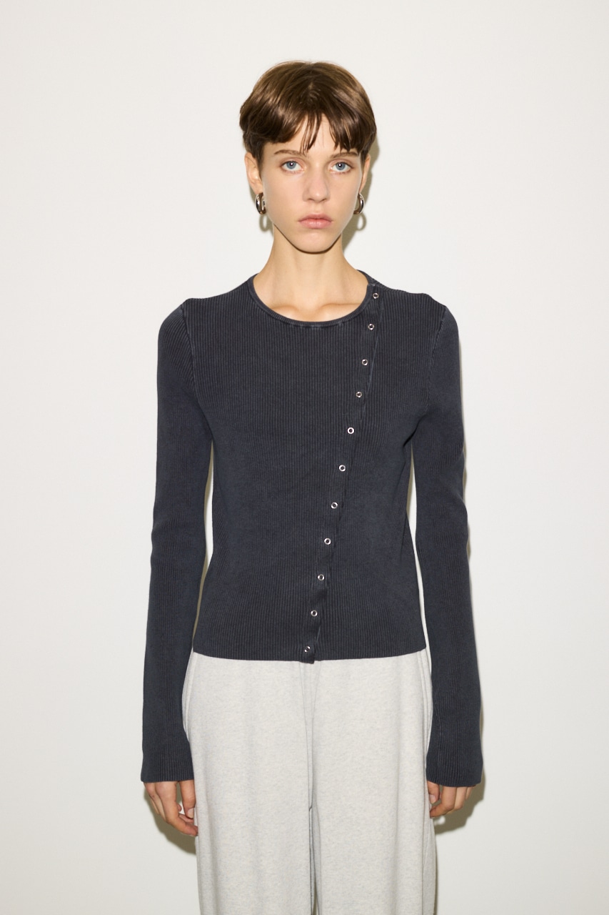 THROW by SLY | 【THROW】SLANT BUTTON HG RIB トップス (ニット