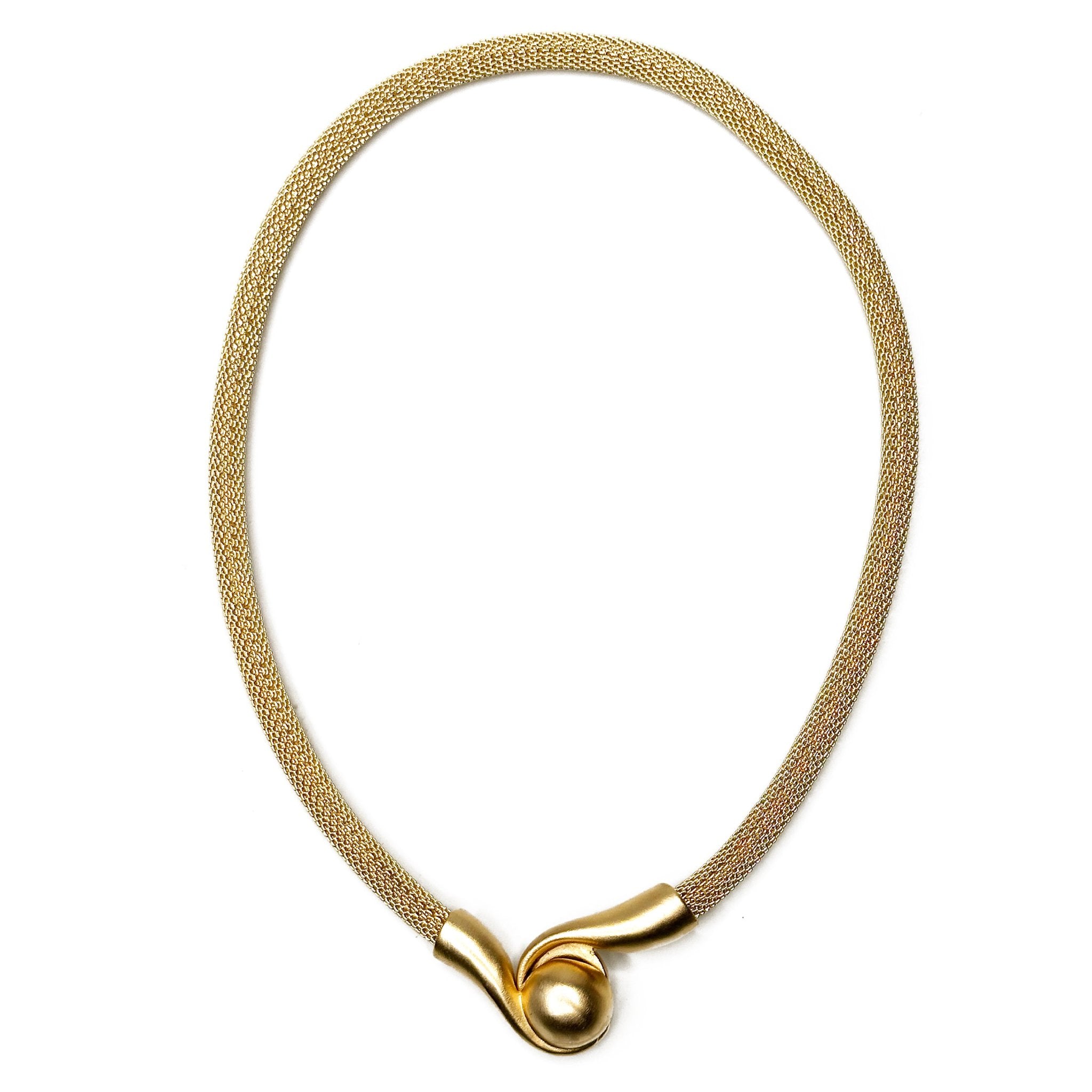 Mesh Necklace with Magnetic Swirl Ball Clasp | ERICA ZAP DESIGNS