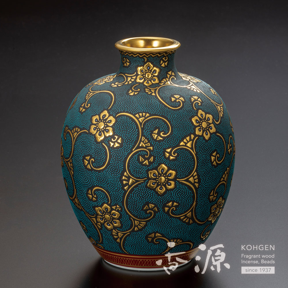 九谷焼 5号華器 盛金宝相華文青粒 三代仲田錦玉の通販 - お香専門店香源