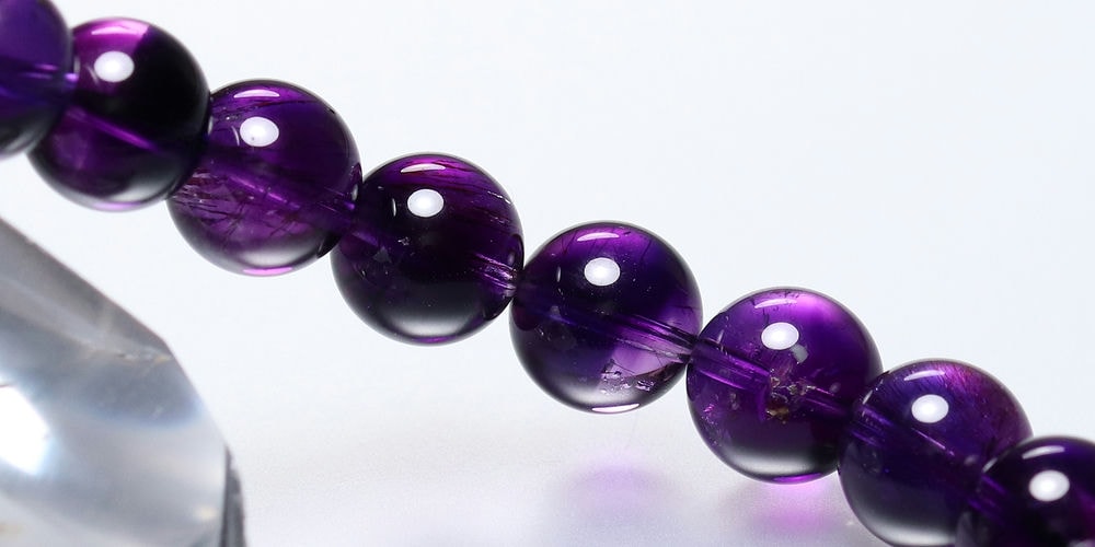 高品質]マダガスカル産アメジストエレスチャルブレスレット（約8mm玉