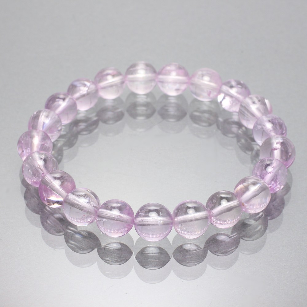 最高品質]クンツァイトブレスレット（約9.5mm玉） - 埼玉県吉川市の