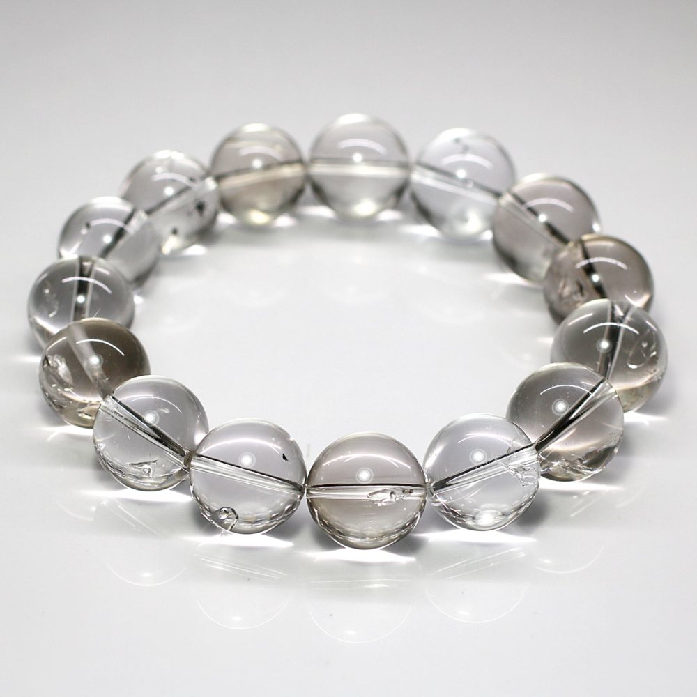 最高品質]水入り水晶ブレスレット（約14mm玉） - 埼玉県吉川市の天然石