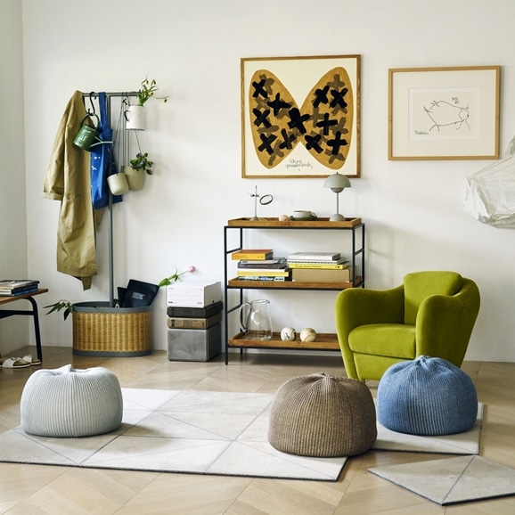 MINI PUUF MELANGE Asian blue｜1人掛け｜IDEE SHOP Online