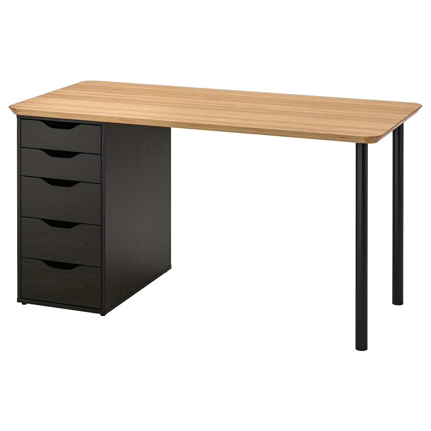 ANFALLARE / ALEX desk, bamboo/black-brown, 551/8x255/8