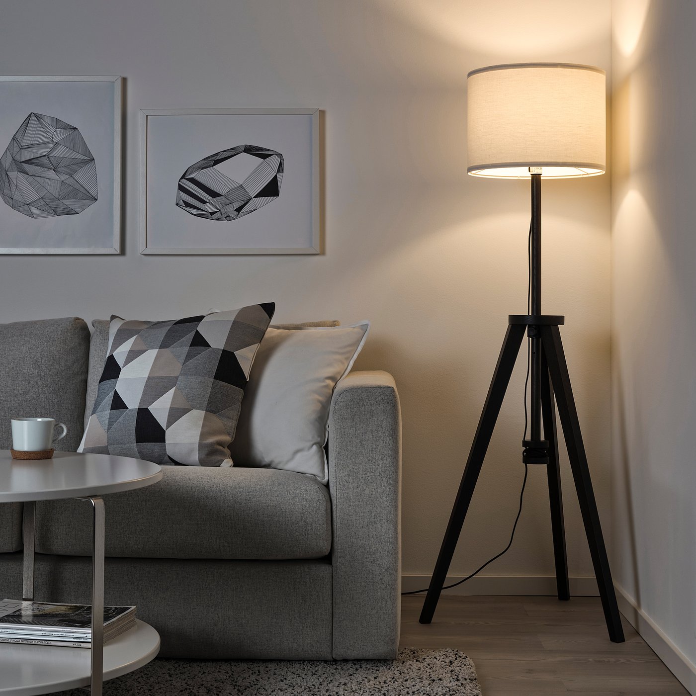 LAUTERS floor lamp, brown ash/white - IKEA