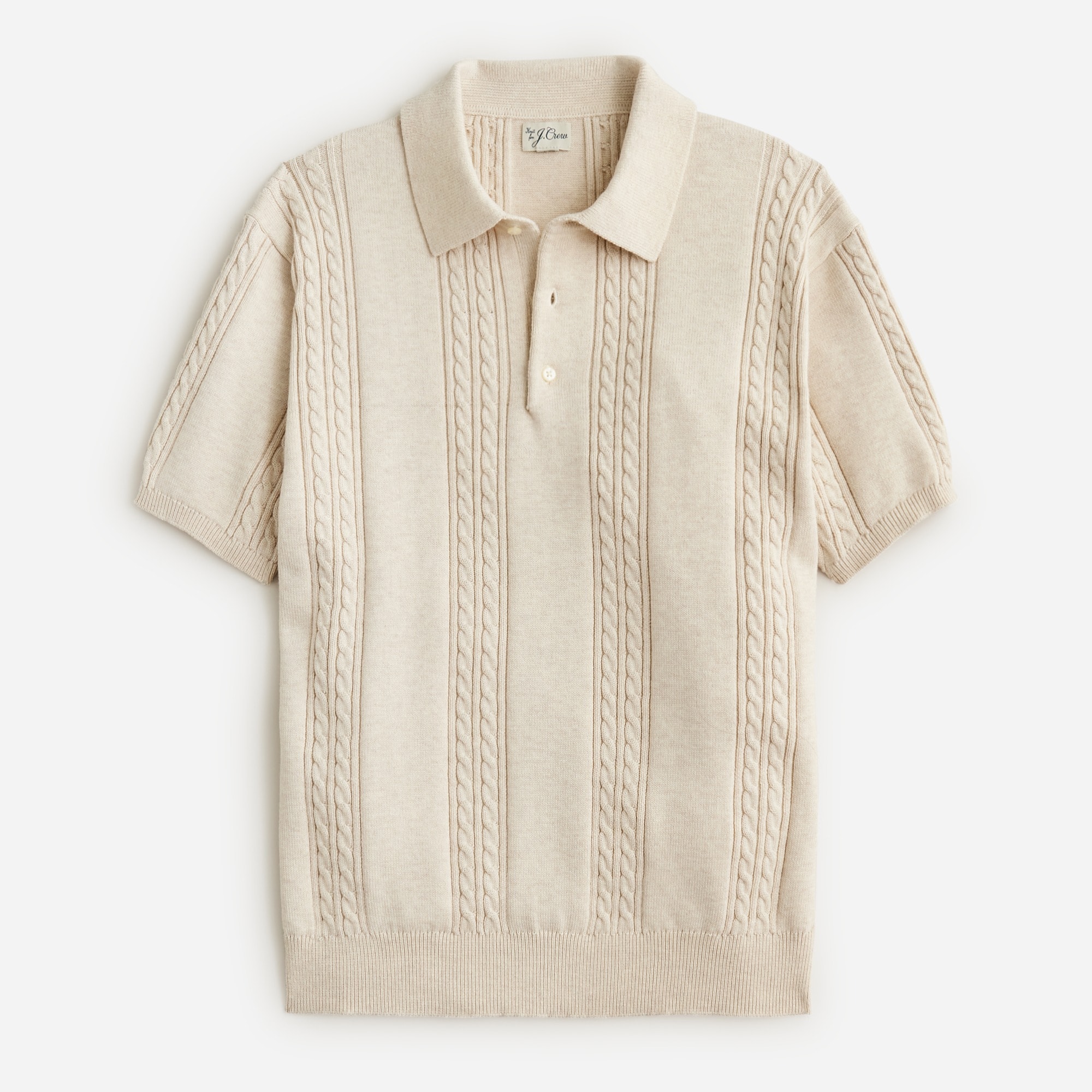 Short-sleeve Cotton Cable-knit Cardigan Sweater-polo For Men | J.Crew