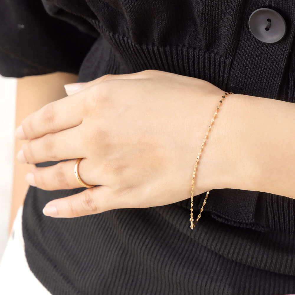 10金 18金 エクレア ゴールドチェーンブレスレット K10 K18 18cm 太さ