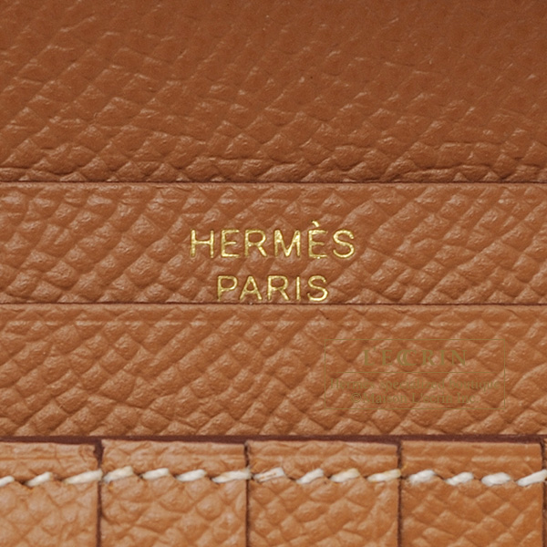 エルメス ベアンコンパクト ゴールド ヴォーエプソン ゴールド金具