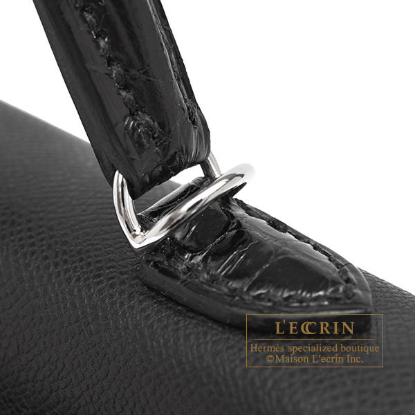エルメス ケリーミニタッチ/外縫い ブラック マダム/ クロコダイル