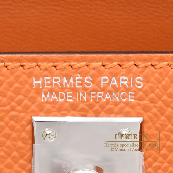 エルメス ケリーミニ/外縫い オレンジ ヴォーエプソン シルバー金具