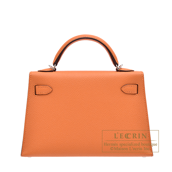 エルメス ケリーミニ/外縫い オレンジ ヴォーエプソン シルバー金具