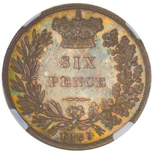 イギリス1839年銘 プルーフ6ペンス銀貨Sixpence ヴィクトリア