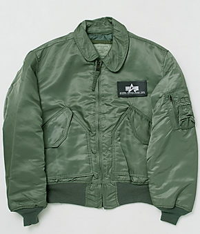 US CWU-45/Pタイプ フライトジャケット/セージ・グリーン model/ALPHA