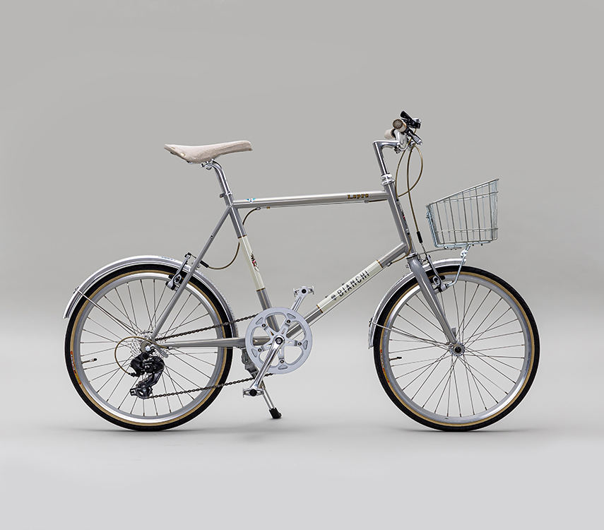 ミニベロ7 ビアンキ (ライトグレー) 20インチ スチールカゴ付 / マイ