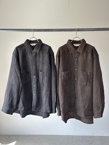 ANCELLM（アンセルム） MELANGE WOOL OVER WORK SHIRT(BROWN) s.t.c