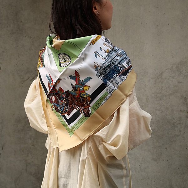 エルメス/カレ90スカーフ/ラシャッセアティル/シルク100