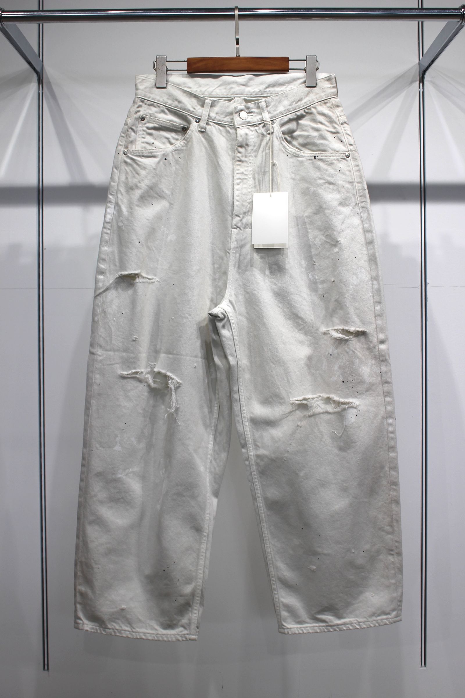 ANCELLM - DAMAGE WIDE 5P DENIM PANTS | WHITE | ダメージデニム