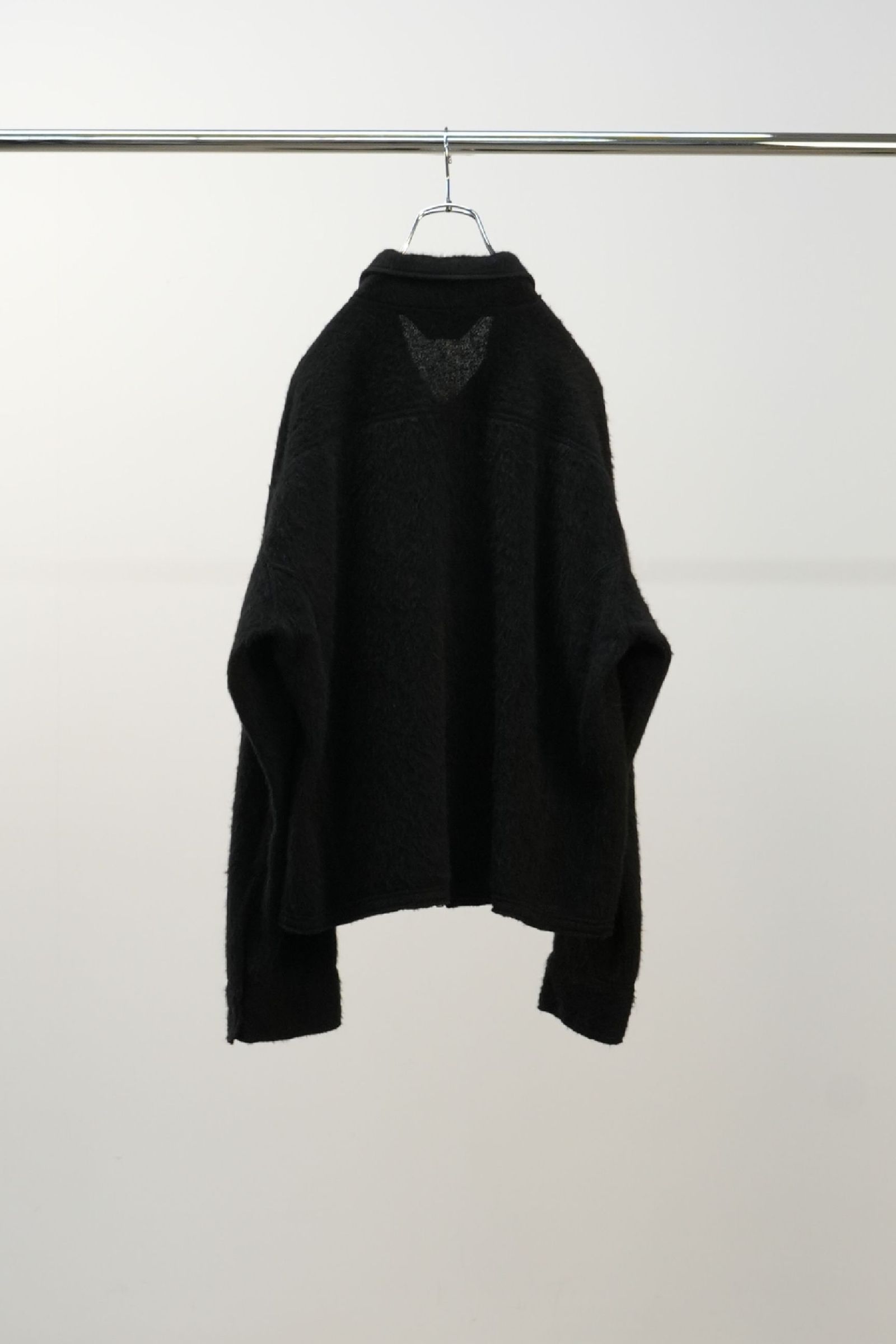 ANCELLM - SHAGGY ZIP UP SHIRT | BLACK | ジップアップシャツ | NapsNote