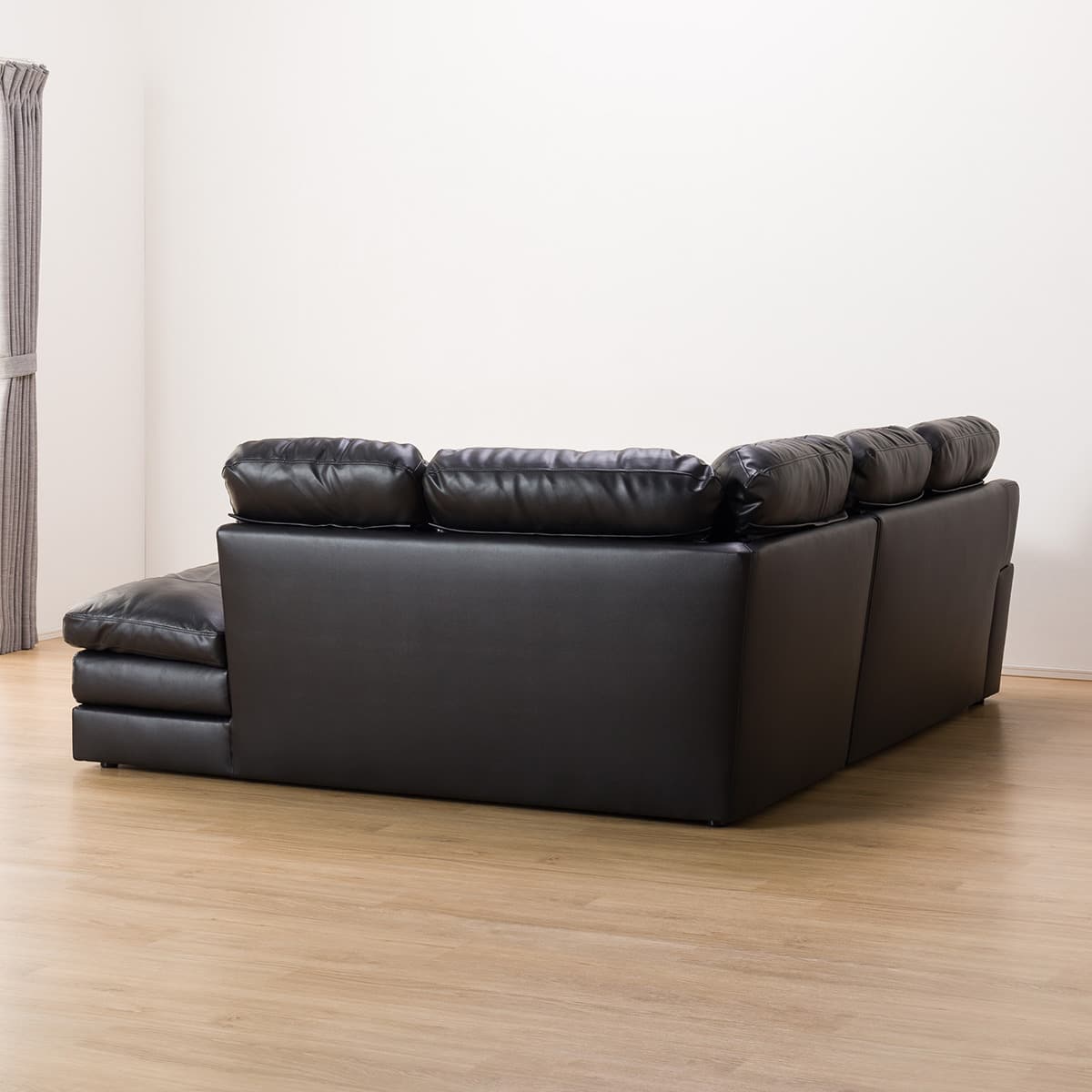 コーナーソファ 本革(一部合成皮革)タイプ (Sステイツ 左コーナー BK