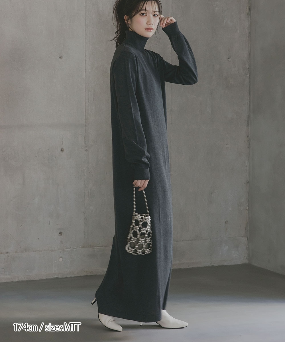 高身長 ハイネックニットワンピース（トールサイズ）Essenave 通販