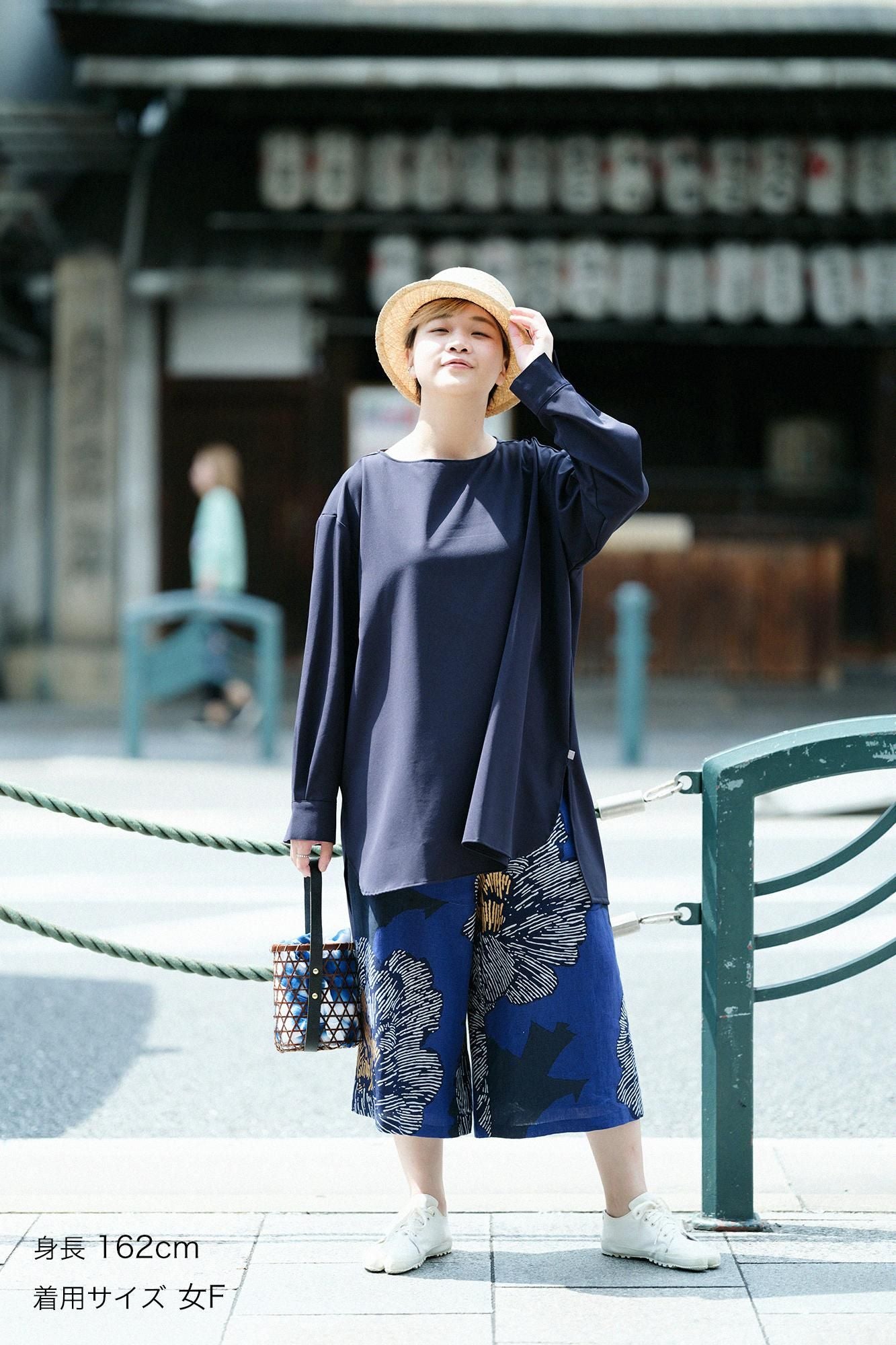 net限定】麻 広形（ひろなり）もんぺ はぎ丈／芍薬（しゃくやく） 月華